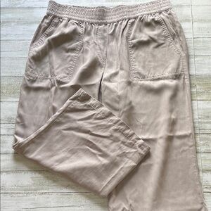 Hilary Radley Lyocell Tencel Cropped Pants in Light Tan